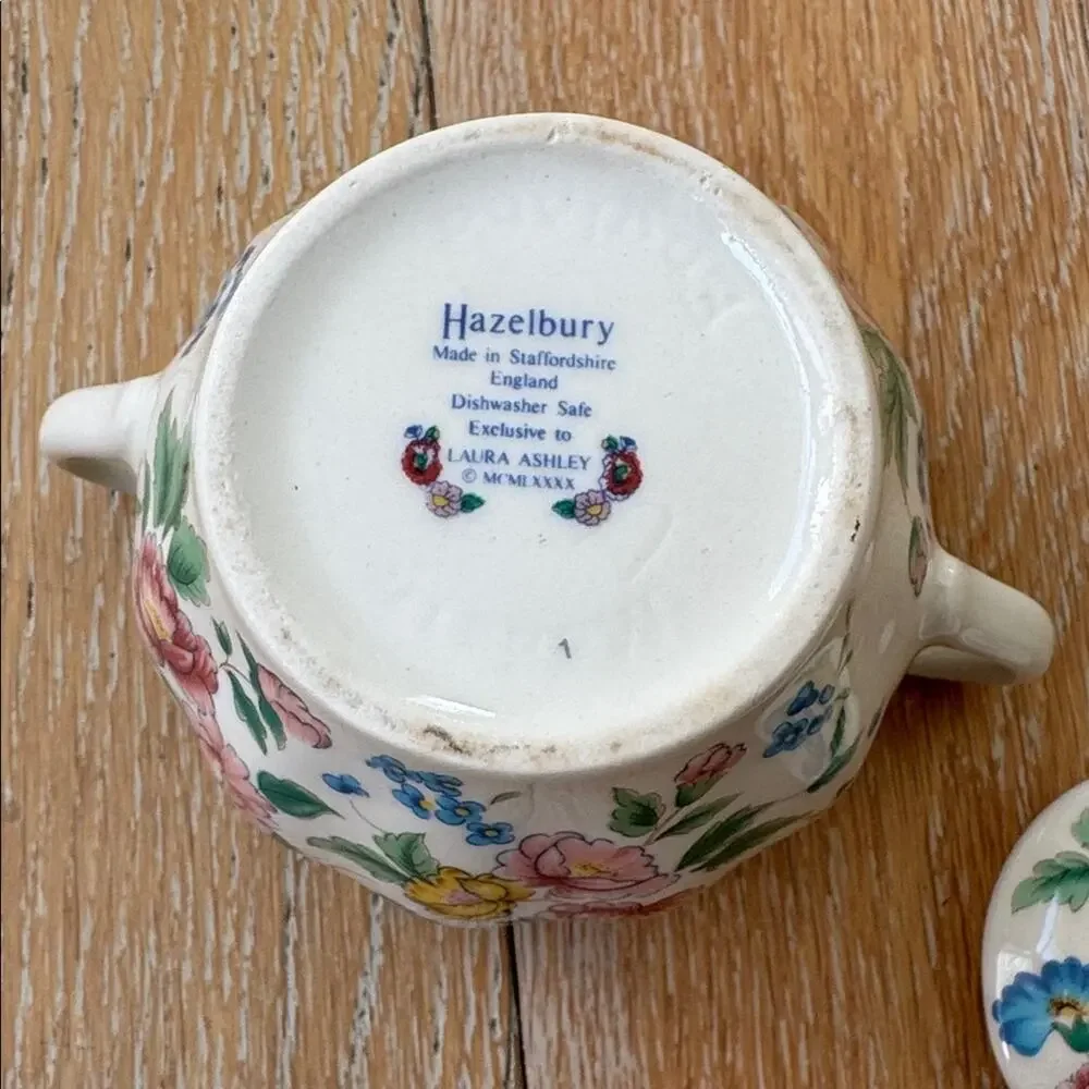 Vintage 90s Laura Ashley Hazelbury Sugar Bowl with Lid Floral Cottagecore